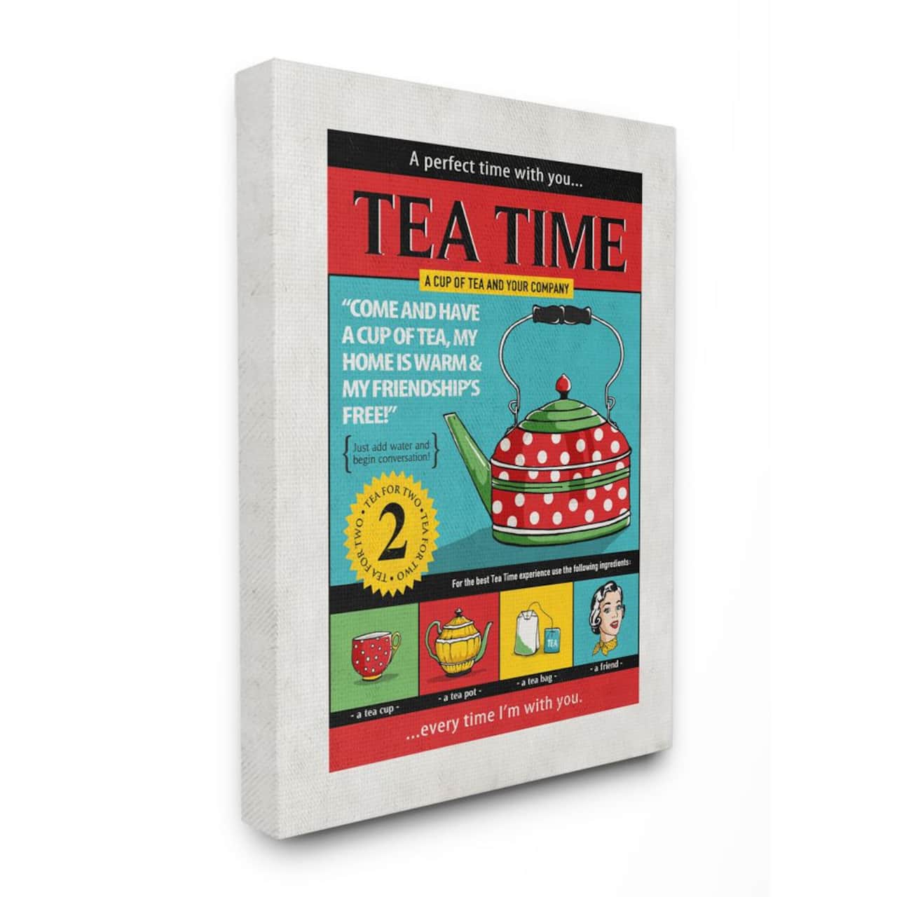 Stupell Industries Tea Time Vintage Comic Book Canvas Wall Art